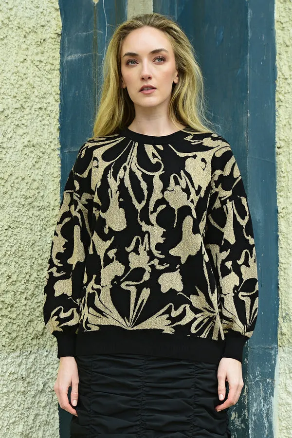 Make Knit Happen Sweater - Black\Gold