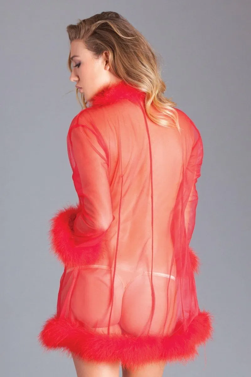 Marabou Trim Short Robe