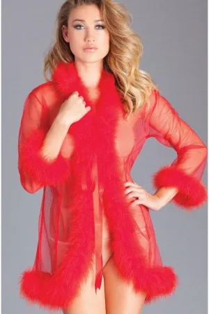 Marabou Trim Short Robe