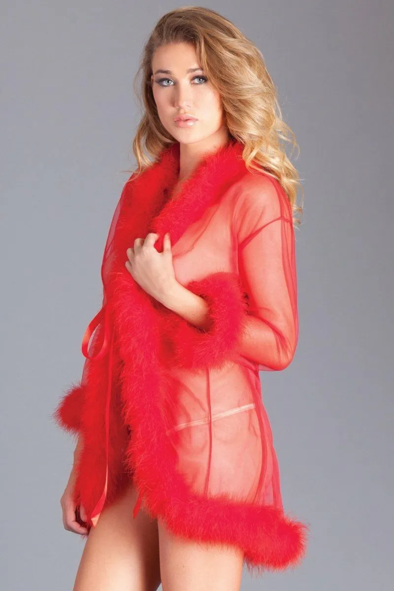 Marabou Trim Short Robe