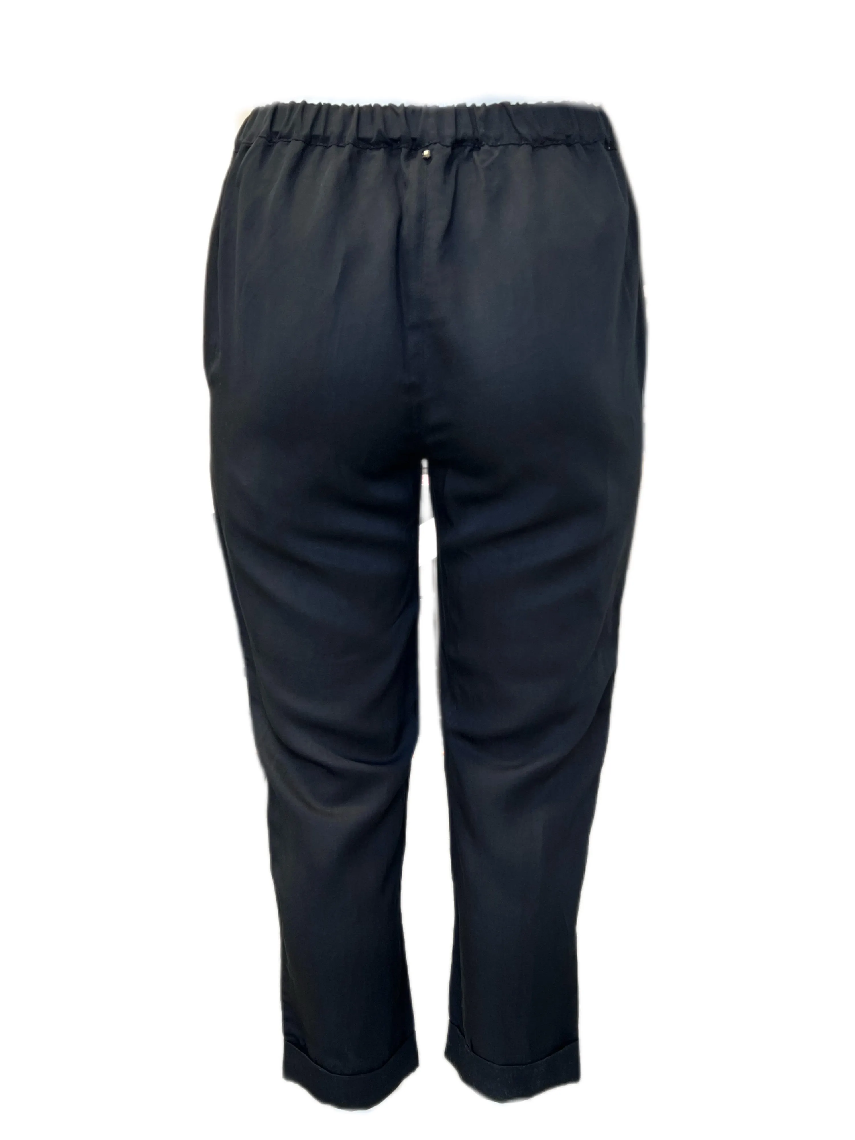 Marina Rinaldi Women's Black Rebeccas Elastic Waist Straight Pants NWT