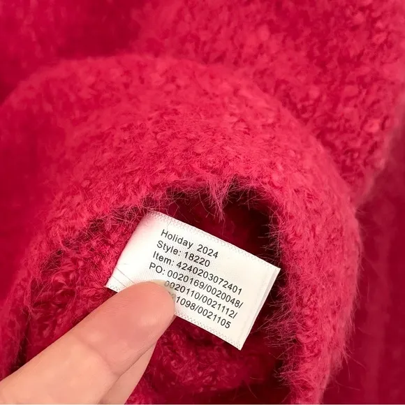 Marine Layer Teddy Eyelash V-Neck Wool Blend Sweater Raspberry Pink Size Small