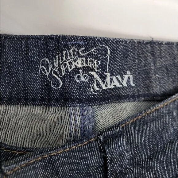 MAVI jeans dark wash Dawn wide leg mid rise raw hem 27