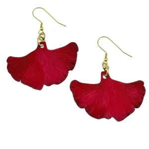 Medium Candy Apple Red Anodized Aluminum Ginkgo Leaf Earrings