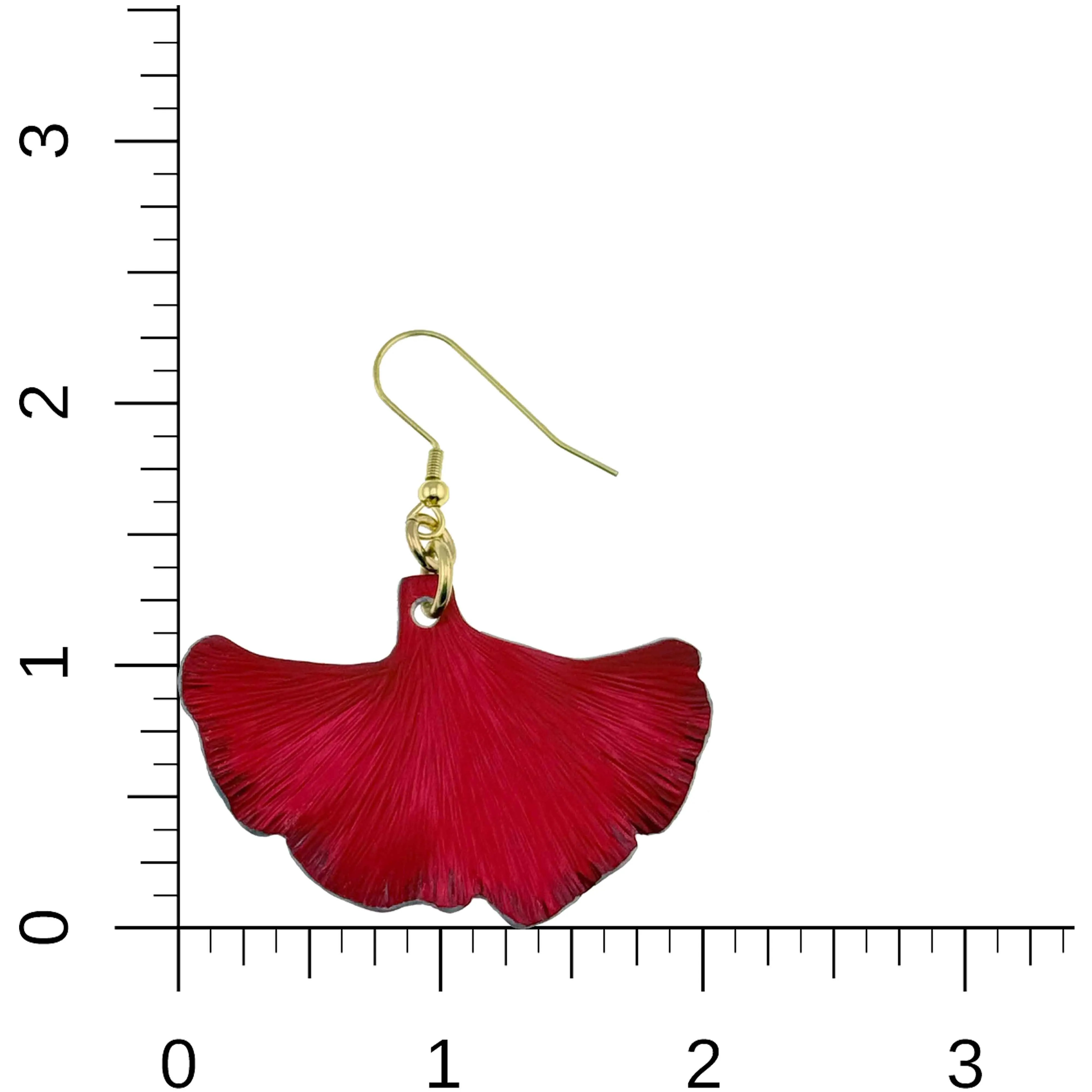 Medium Candy Apple Red Anodized Aluminum Ginkgo Leaf Earrings