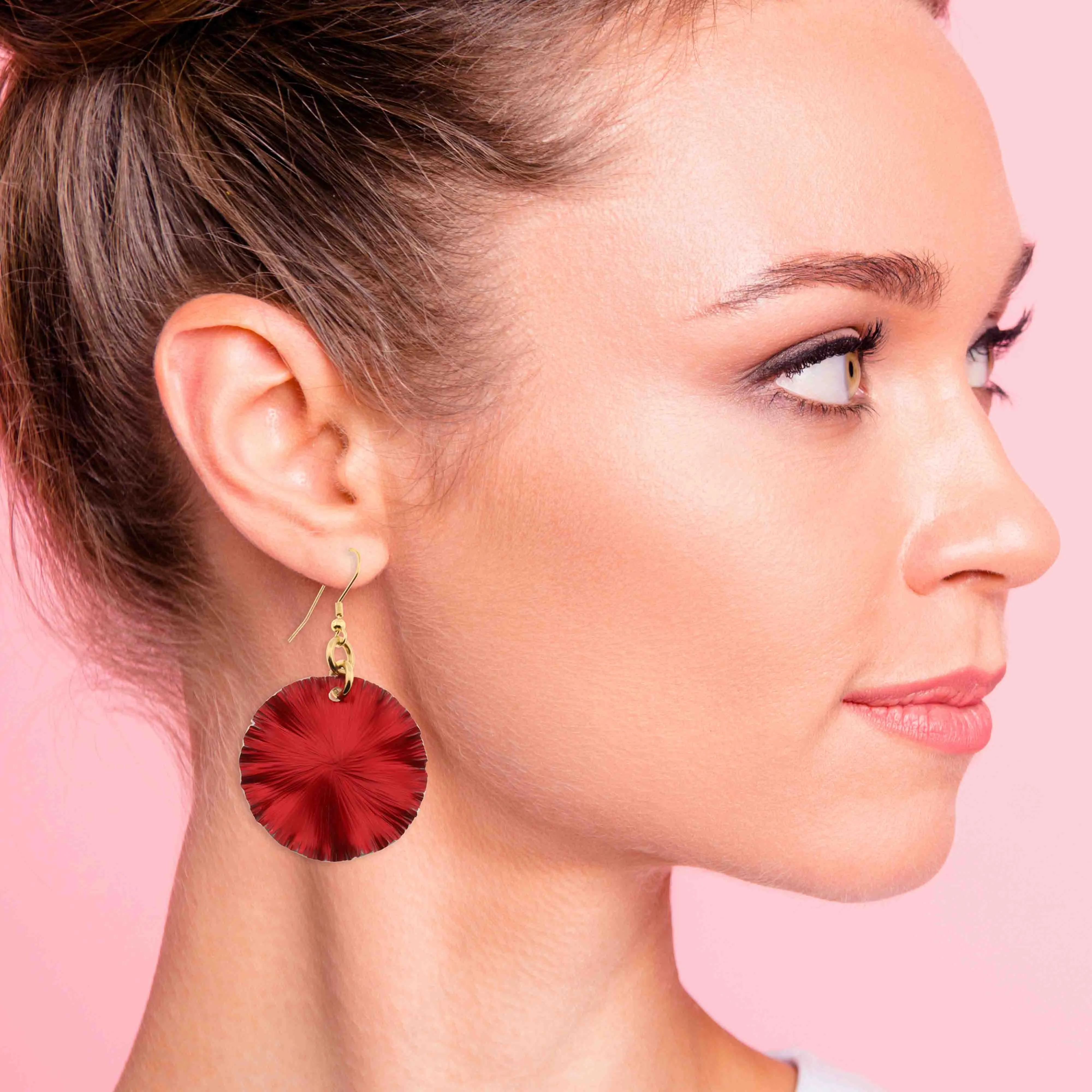Medium Red Anodized Aluminum Lily Pad Earrings