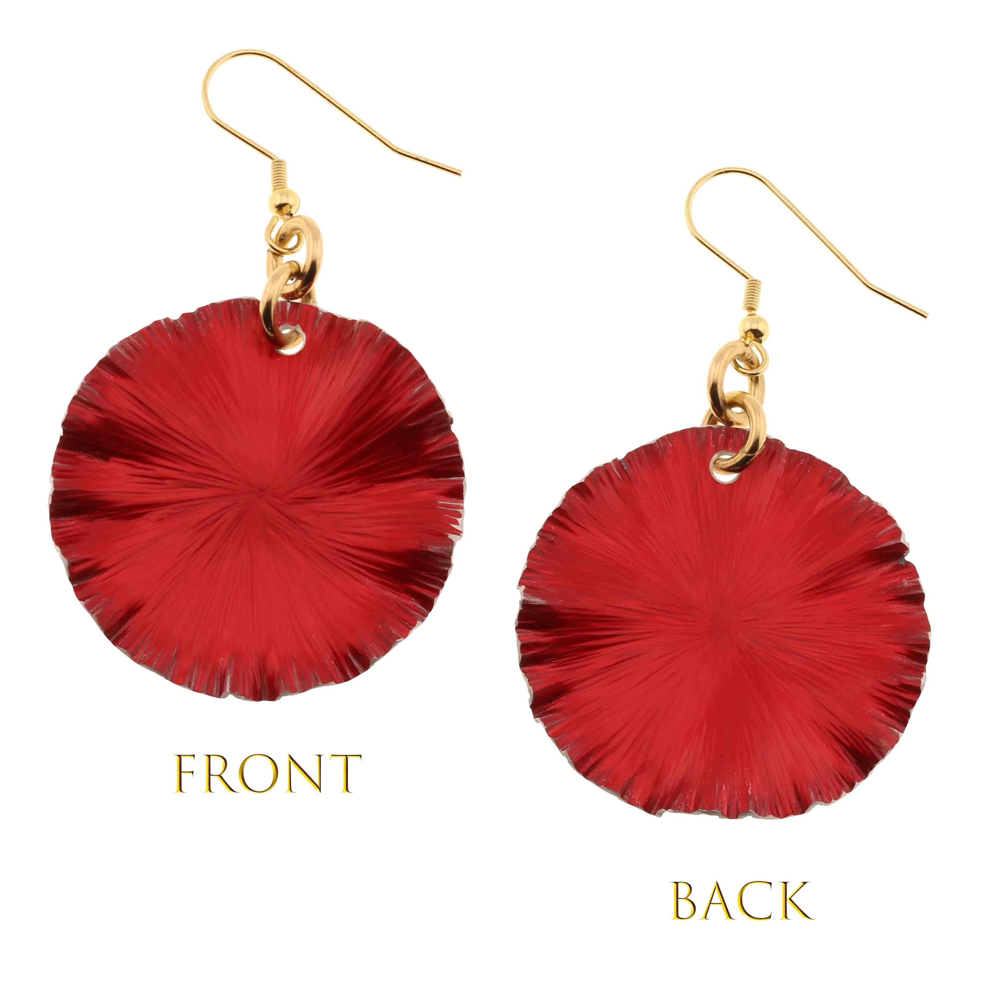 Medium Red Anodized Aluminum Lily Pad Earrings