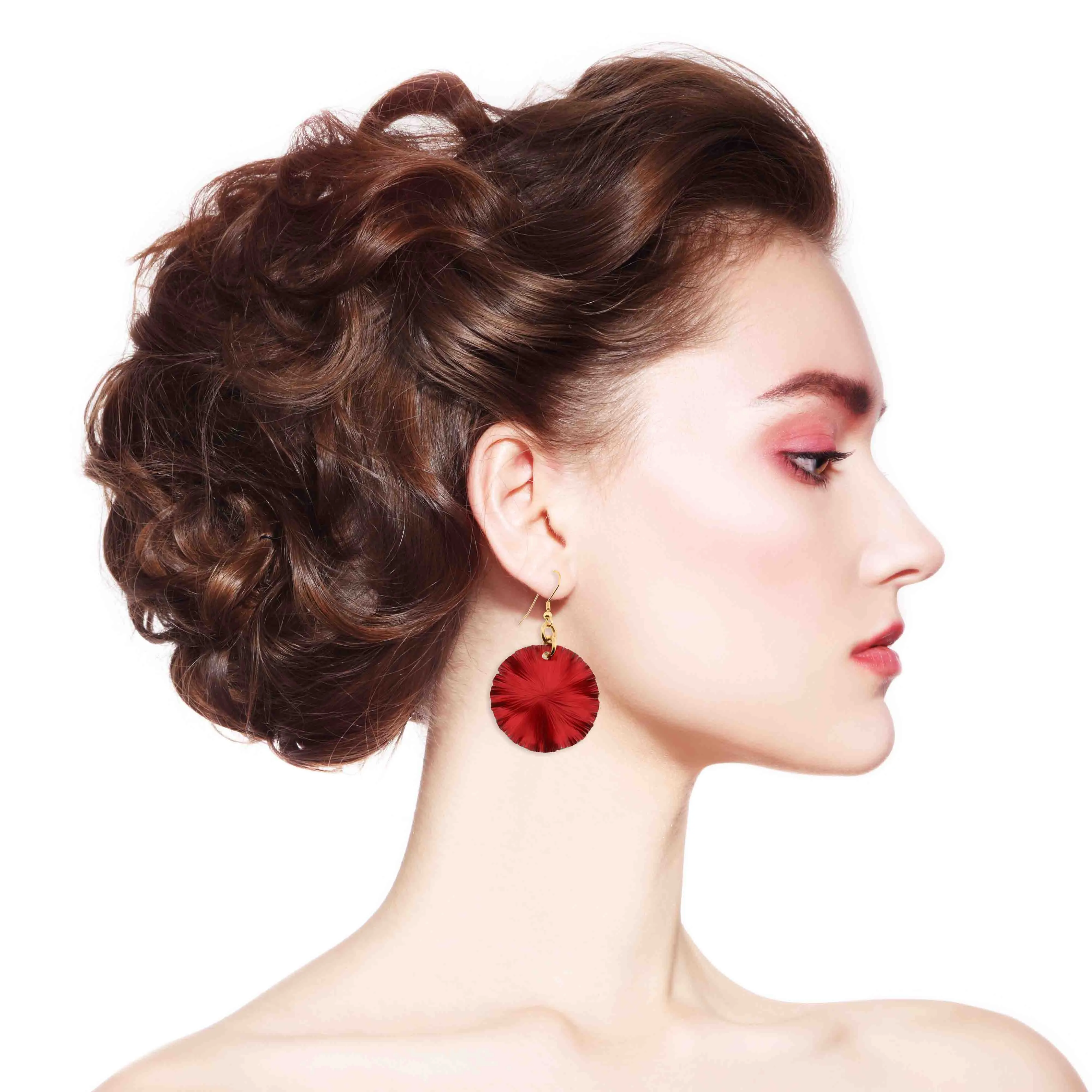 Medium Red Anodized Aluminum Lily Pad Earrings