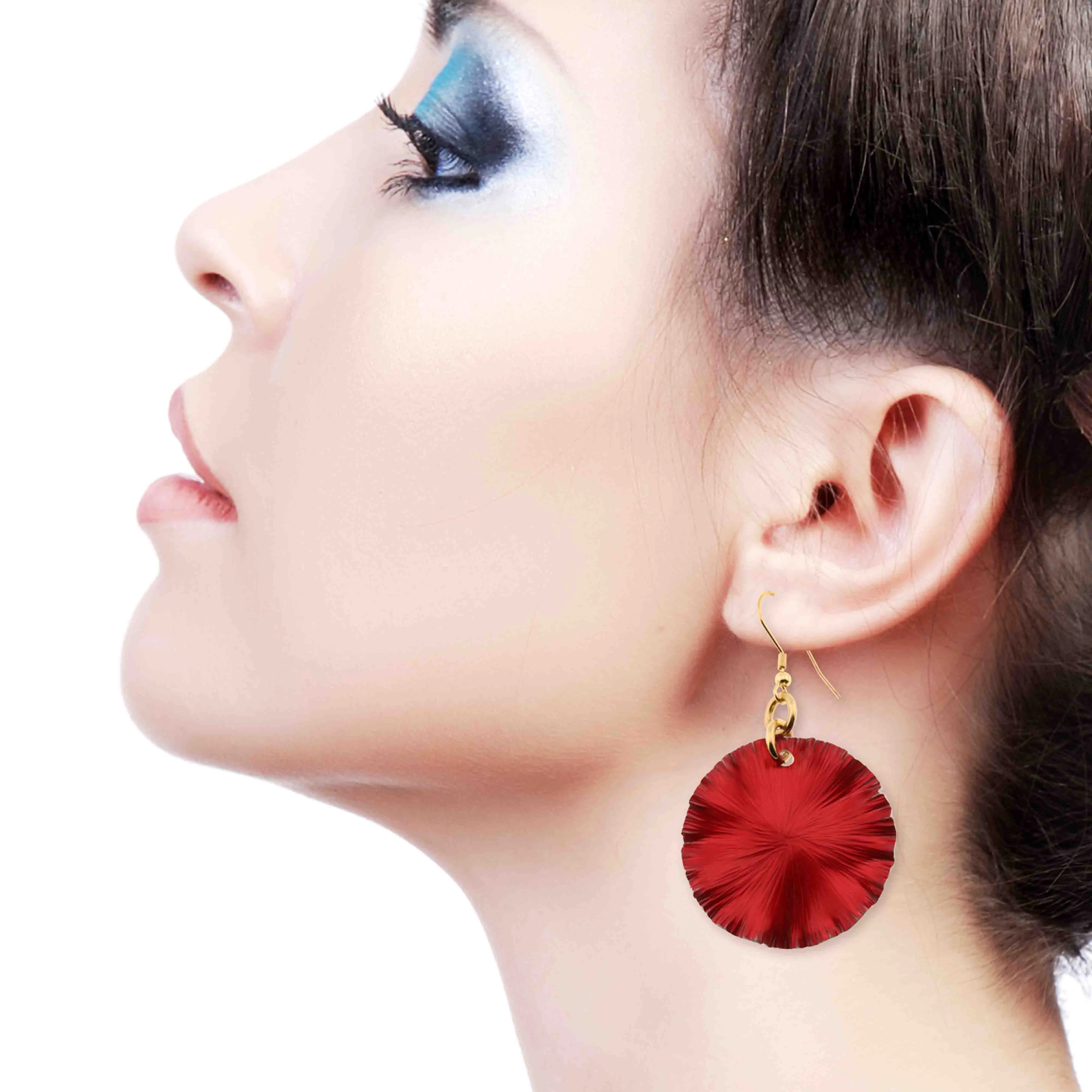 Medium Red Anodized Aluminum Lily Pad Earrings