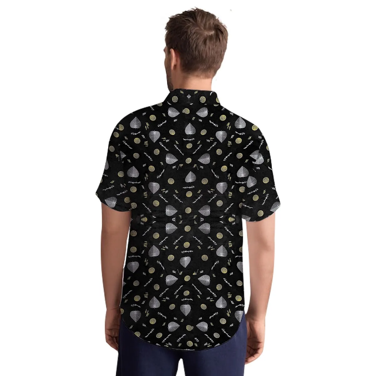 Men's All Over Cotton Half Sleeves Casual Shirt - Black