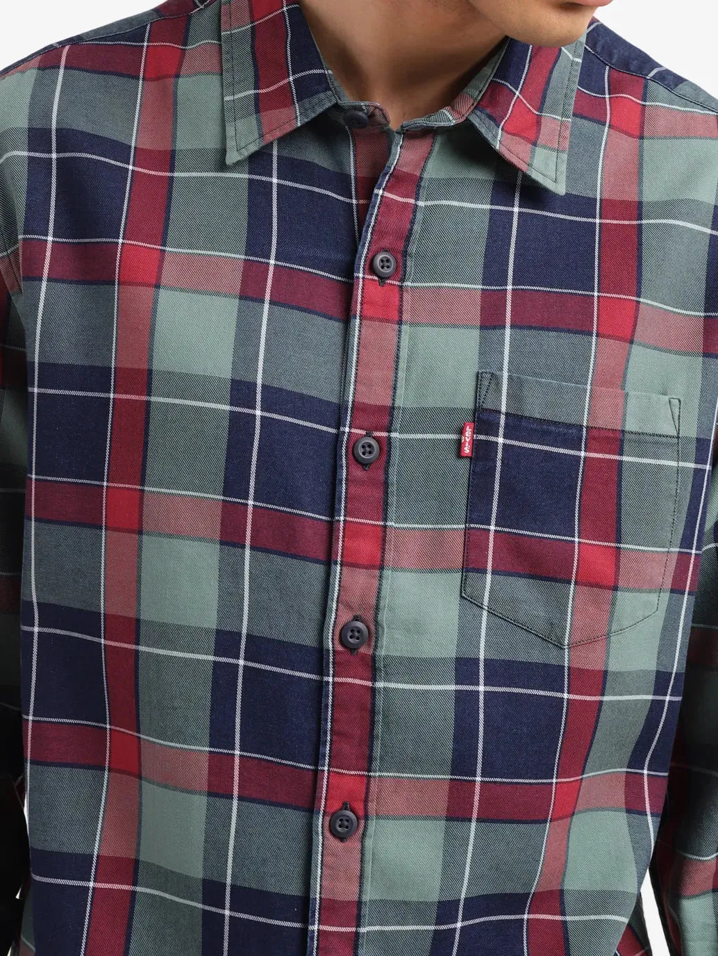 Men's Checkered Spread Collar Shirt