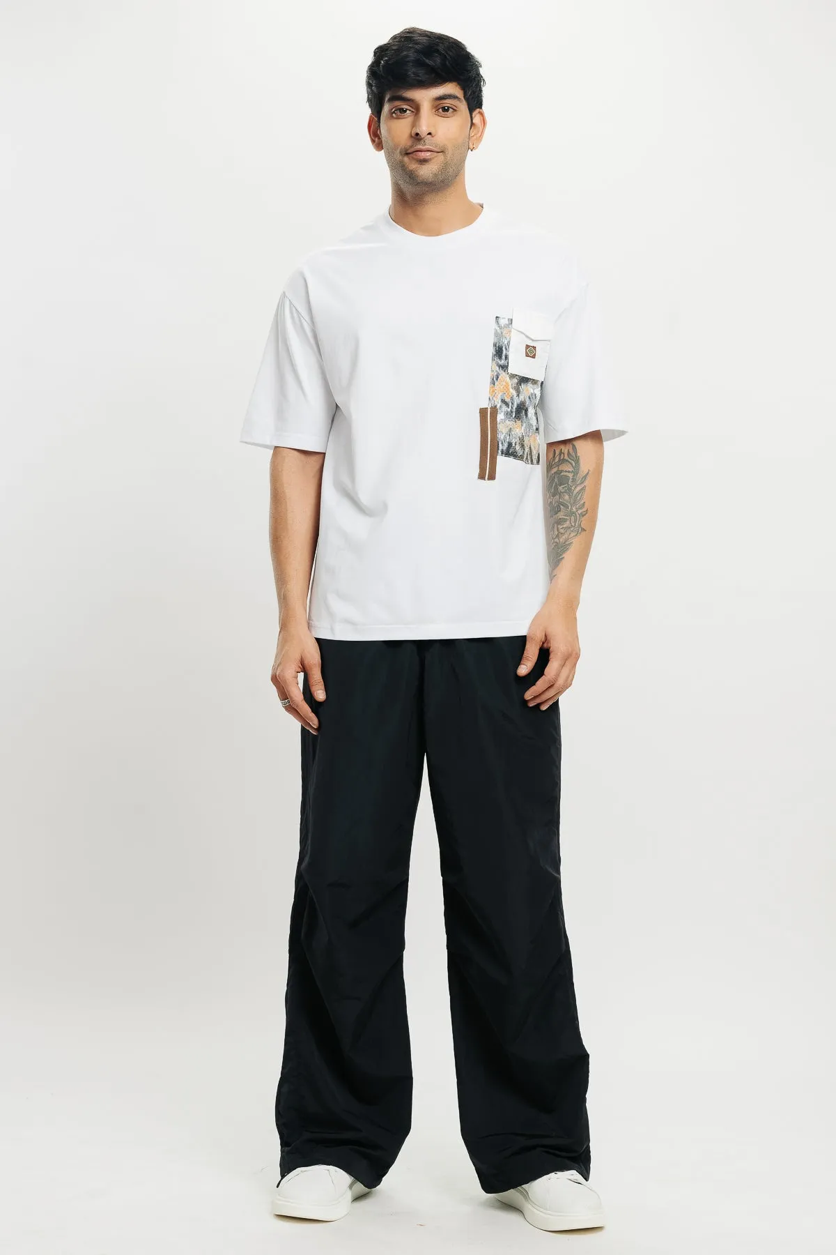 Men's Patchwork White T-Shirt