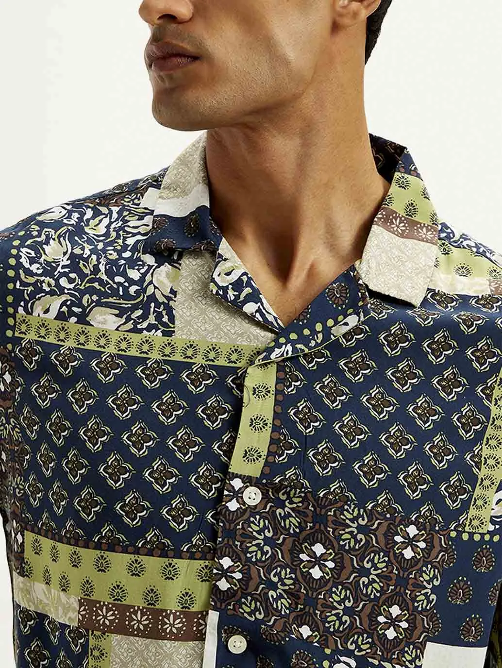 Men's Resort Collar Ethnic Motif Relaxed Fit Shirt