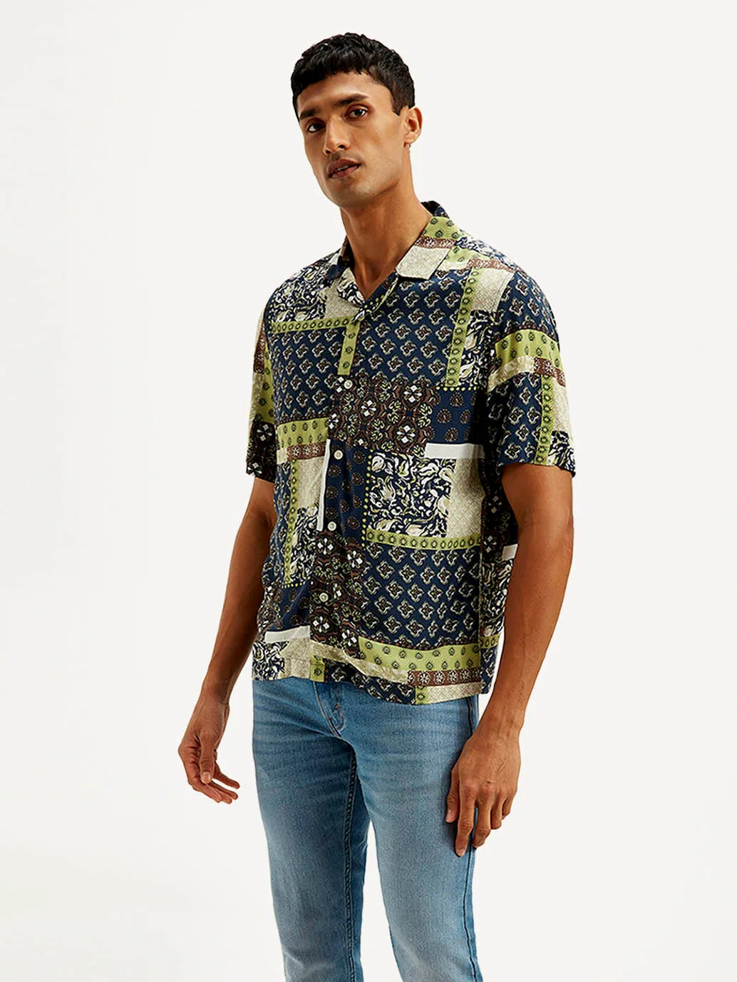 Men's Resort Collar Ethnic Motif Relaxed Fit Shirt