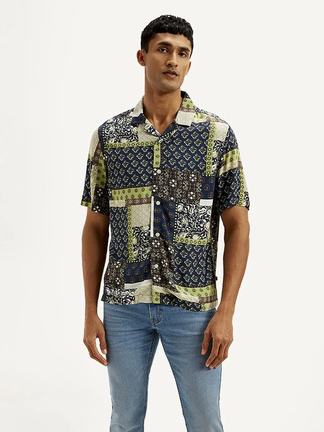 Men's Resort Collar Ethnic Motif Relaxed Fit Shirt