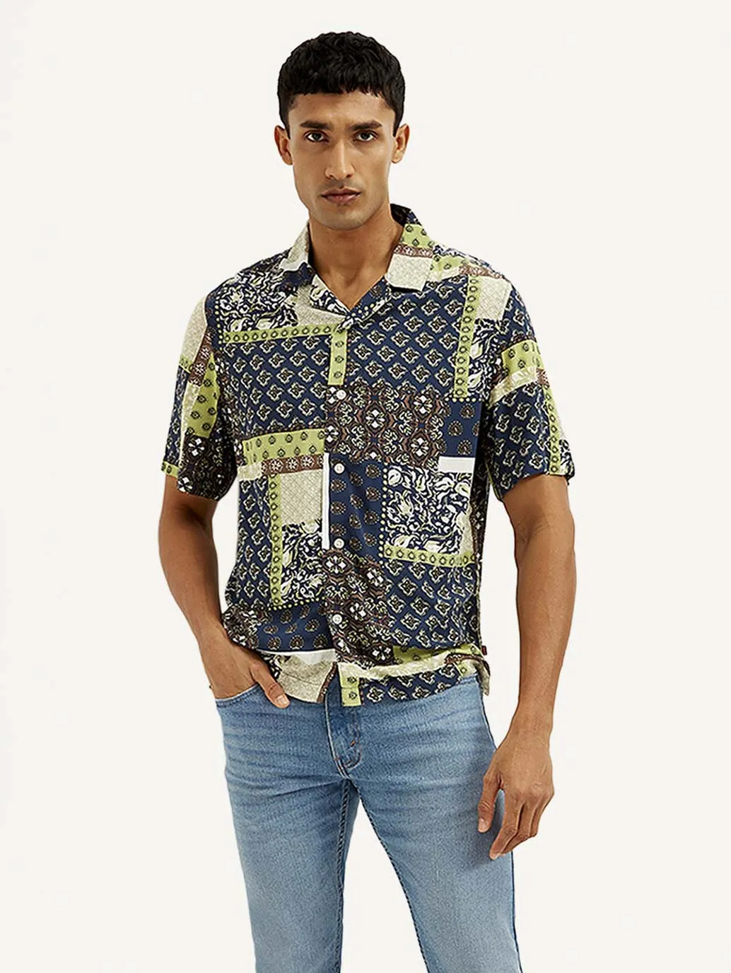 Men's Resort Collar Ethnic Motif Relaxed Fit Shirt
