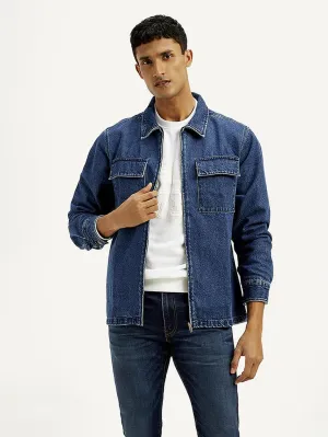 Men's Solid Relaxed Fit Zip Front Shacket