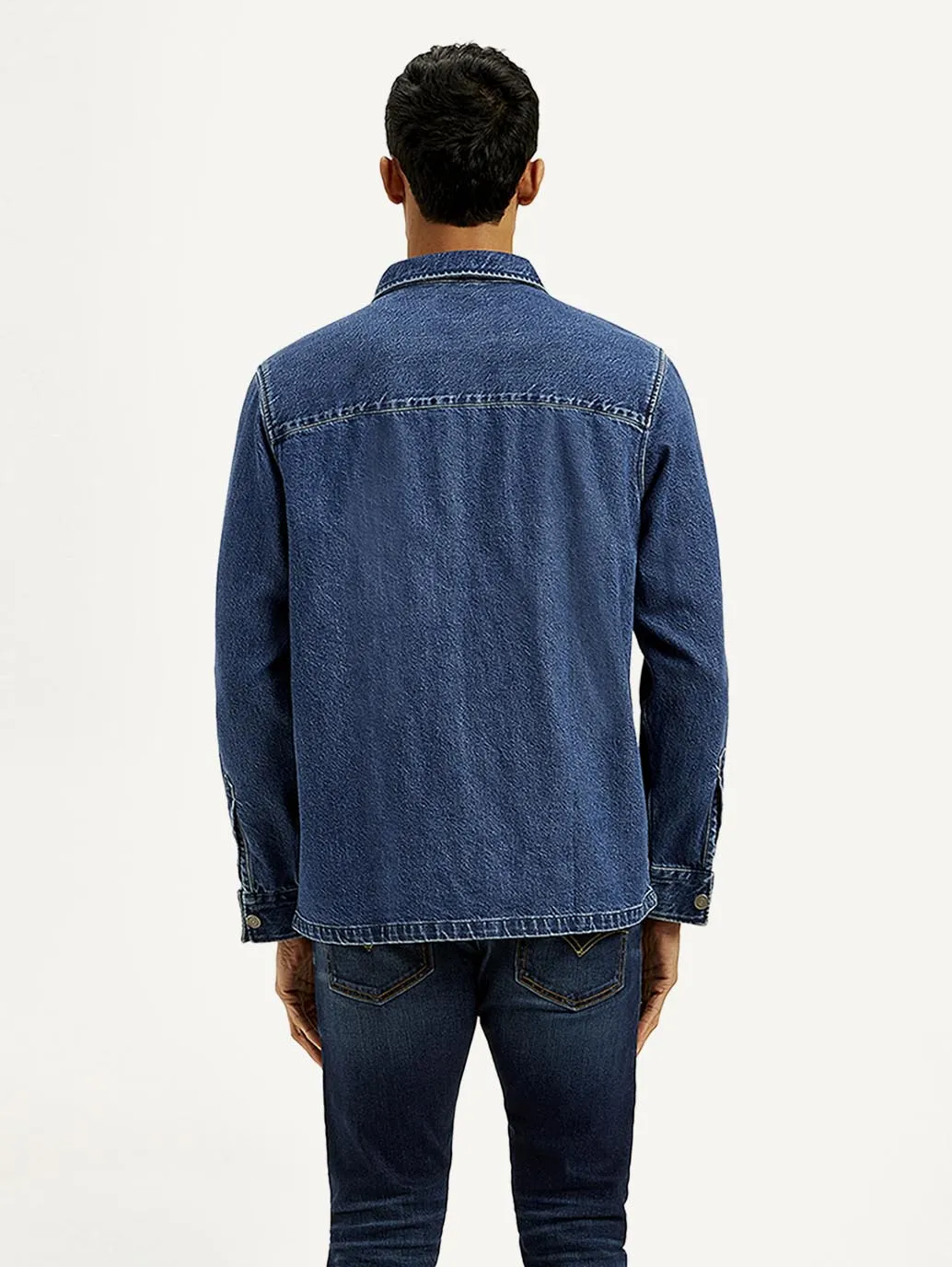 Men's Solid Relaxed Fit Zip Front Shacket