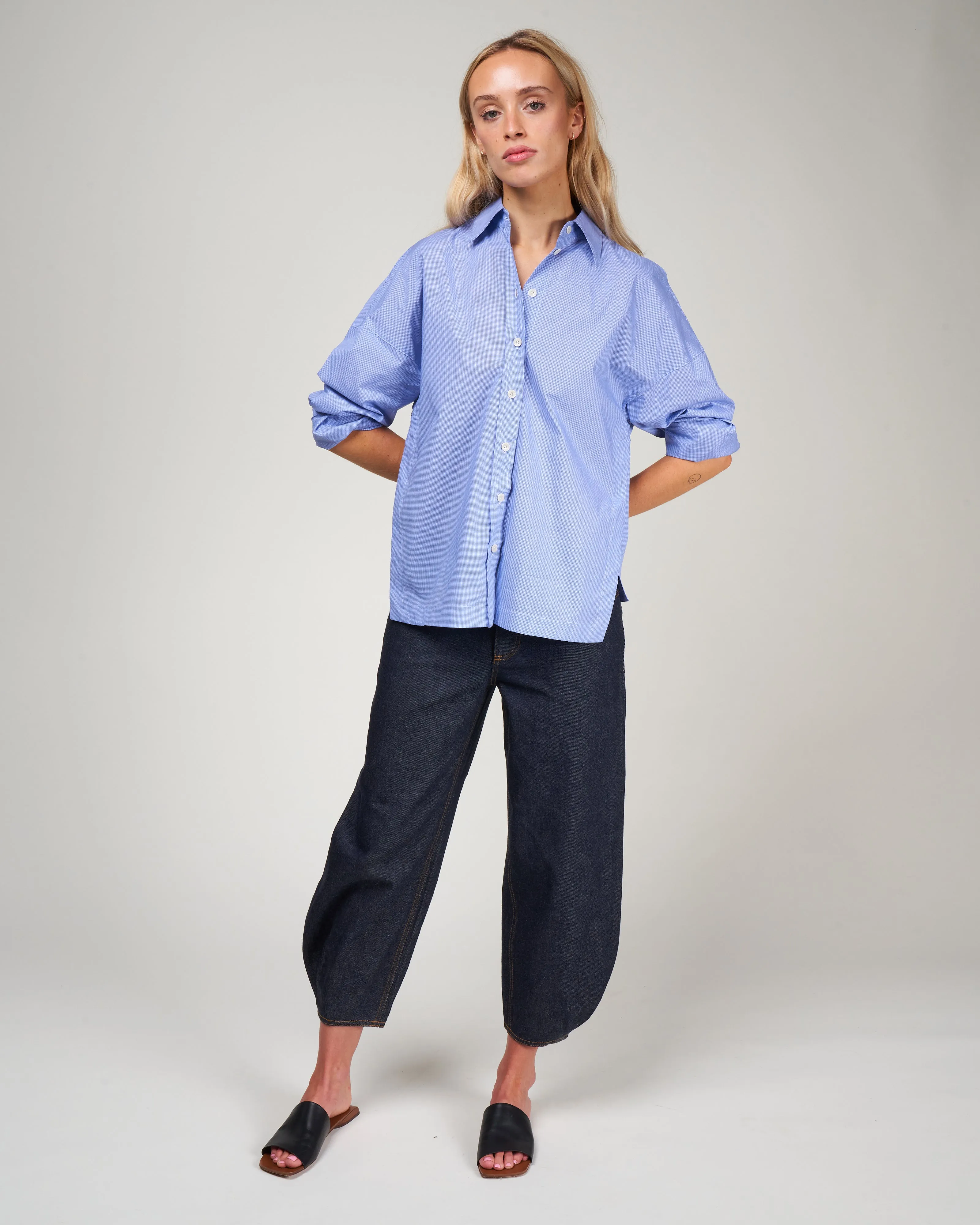 menswear check oversized shirt - blue multi