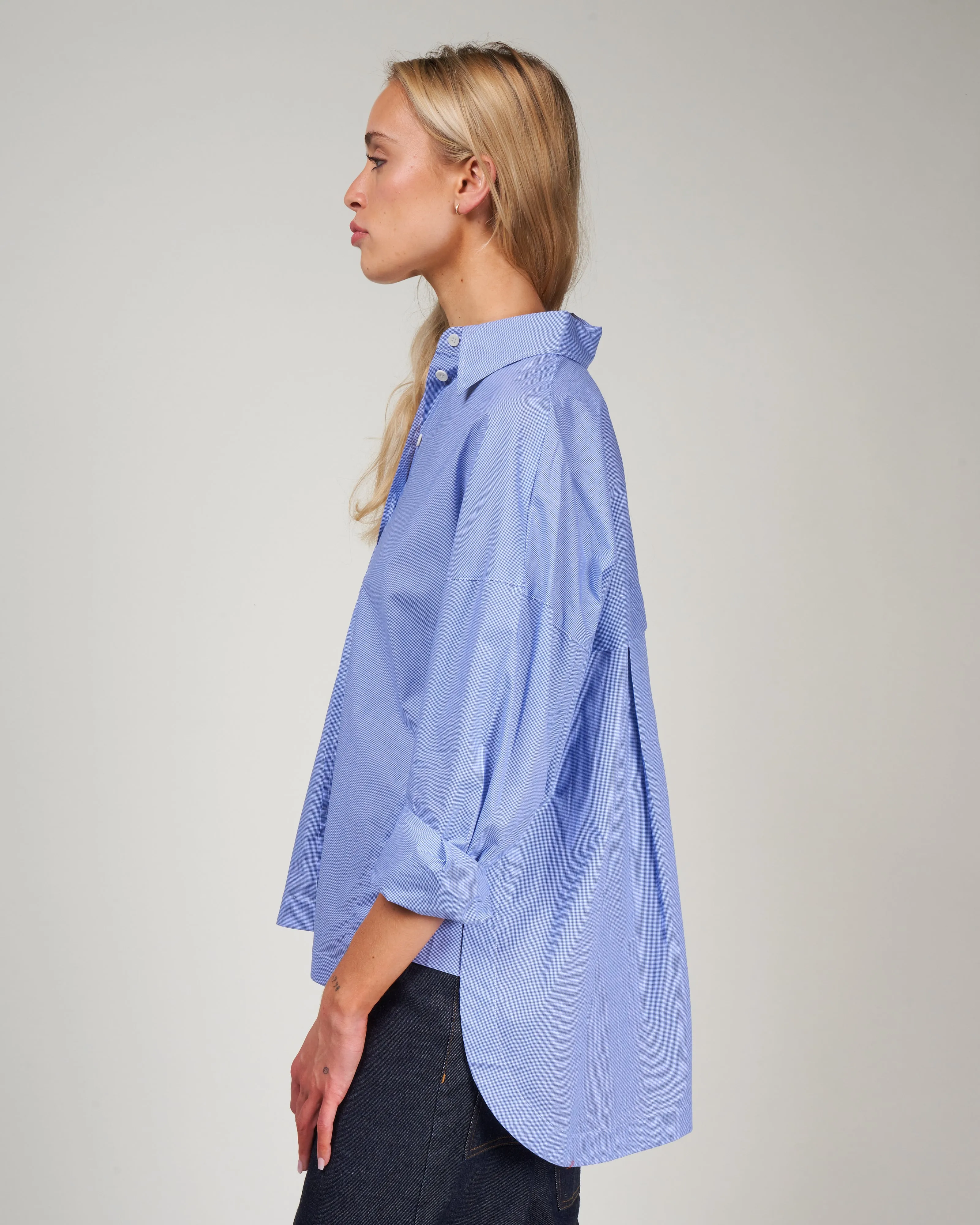menswear check oversized shirt - blue multi