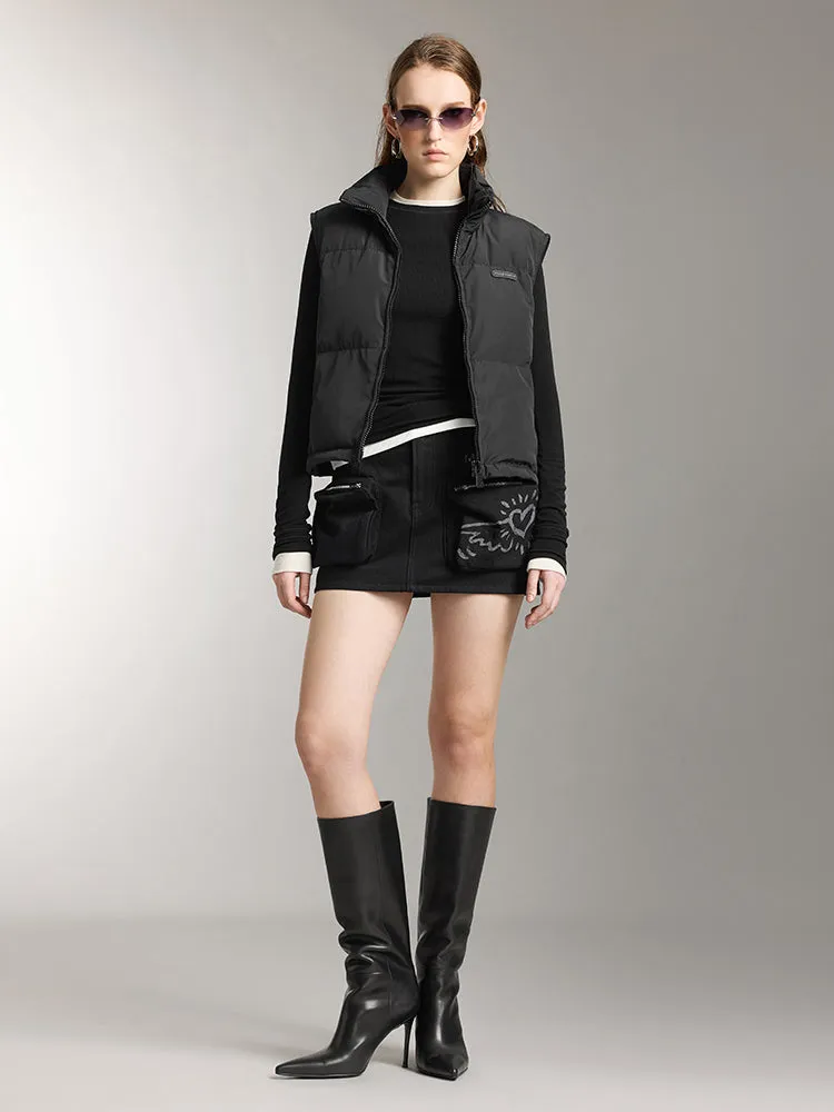 Miss Sixty X Keith Haring Capsule Collection Cargo Style Denim Skirt With Pockets