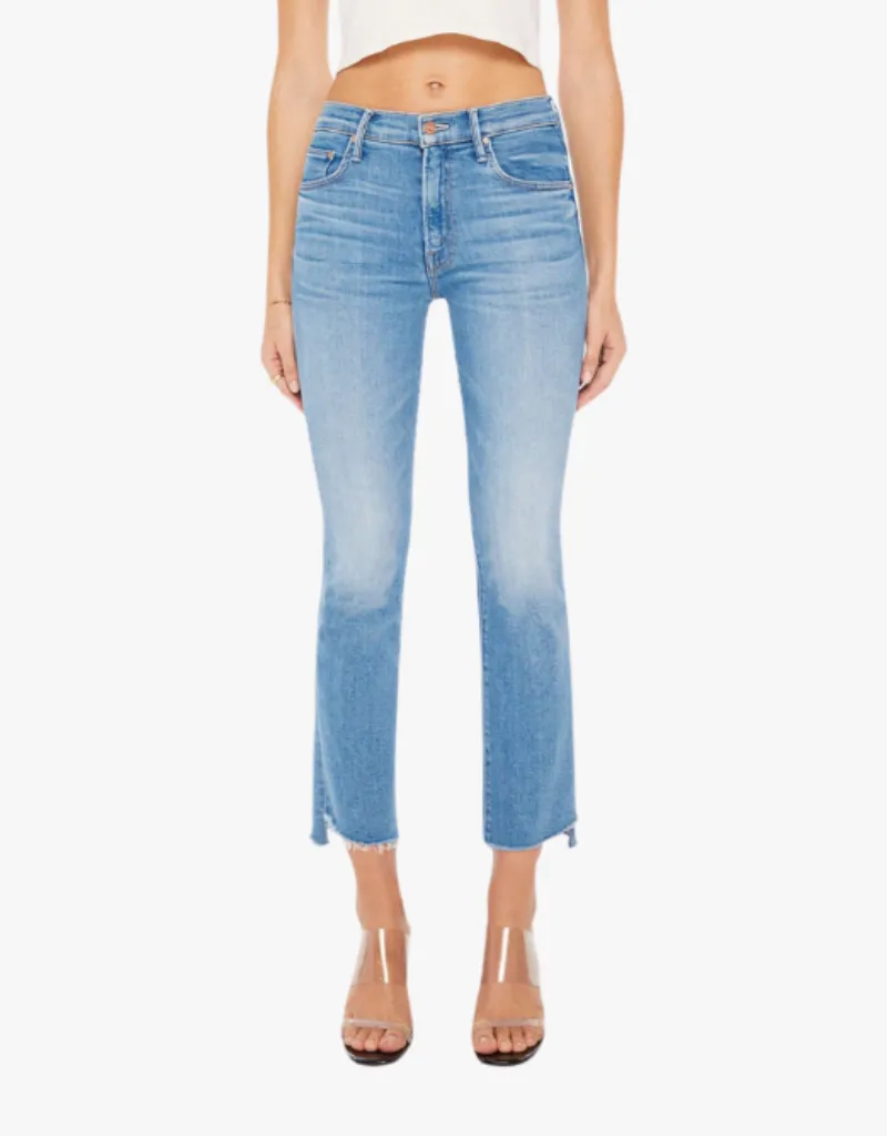 Mother The Insider Crop Step Fray Jeans in Out Of The Blue