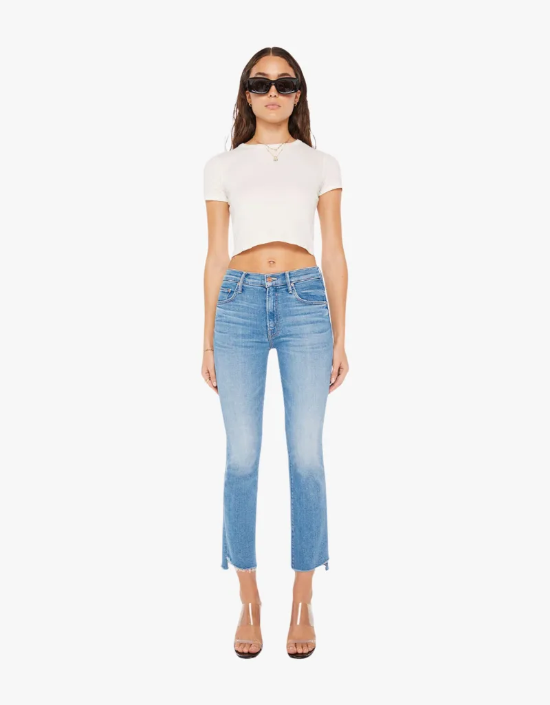 Mother The Insider Crop Step Fray Jeans in Out Of The Blue