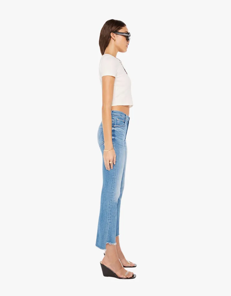 Mother The Insider Crop Step Fray Jeans in Out Of The Blue