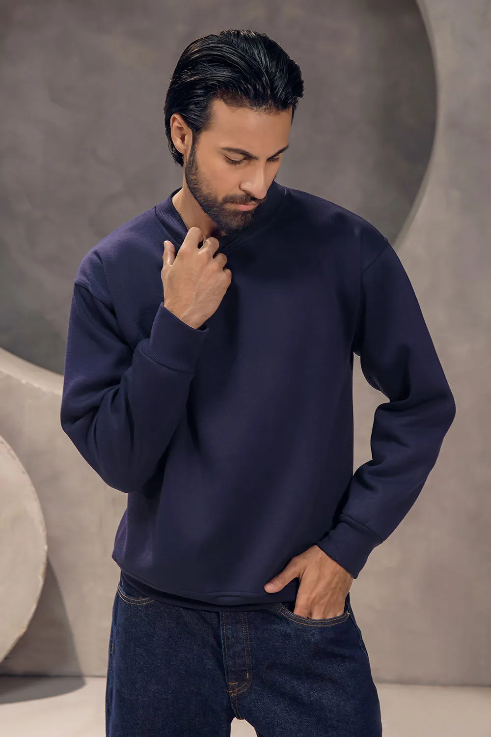 Navy Blue Boxy Fit Sweatshirt