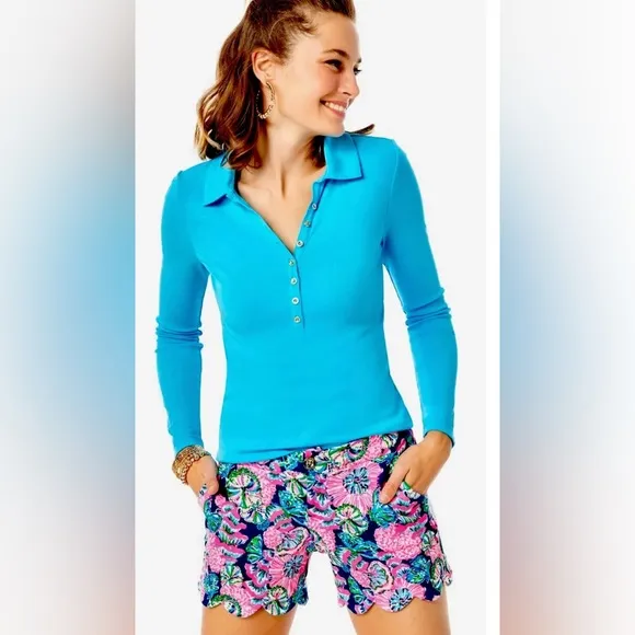 New Lilly Pulitzer NWT Buttercup 5” Knit Shorts Shroom With A View $74 Size 4