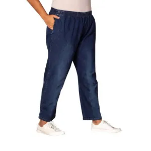 NEW ON THE PLUS SIDE plus size premium denim relaxed leg jeans in dark wash deni