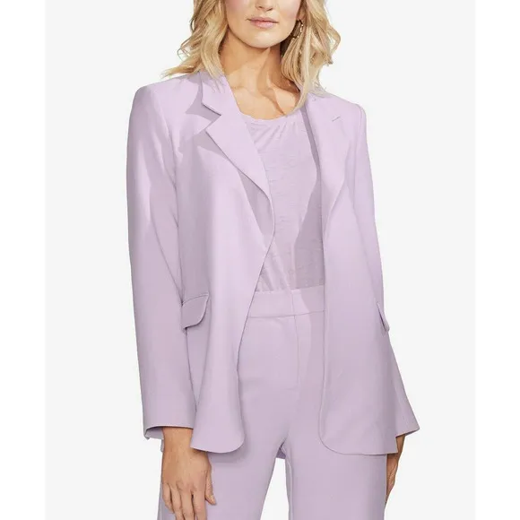 New Vince Camuto Sz 8 Parisian Crepe Notch Collar Open Blazer Jacket Pearl Ivory