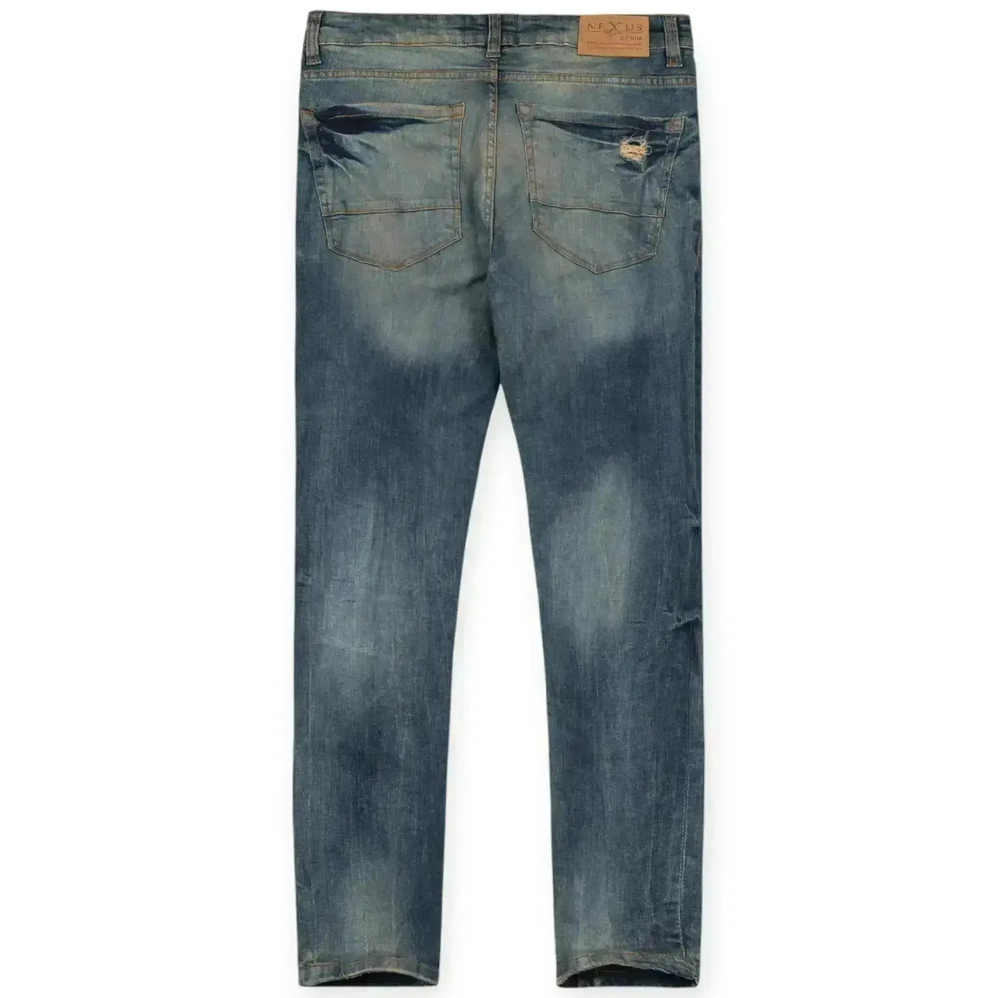 Nexus Clothing Men Super Skinny Ripped Denim Jeans (Vintage)