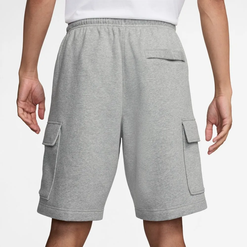 Nike Club Men's Fleece Cargo Shorts 'Grey Heather/White'