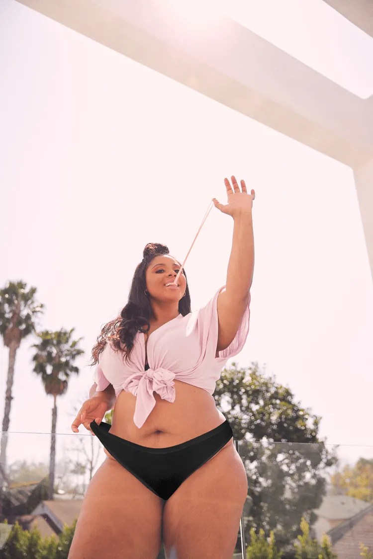 No-Show Bikini LG/XL (12-16) by Panic Panties | Black