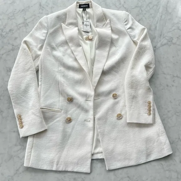 NWT Express Textured Double Breasted Boyfriend Blazer Sz XS