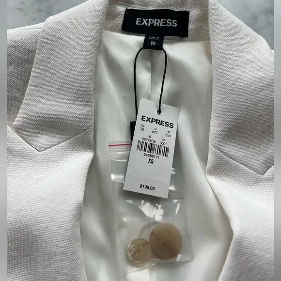 NWT Express Textured Double Breasted Boyfriend Blazer Sz XS