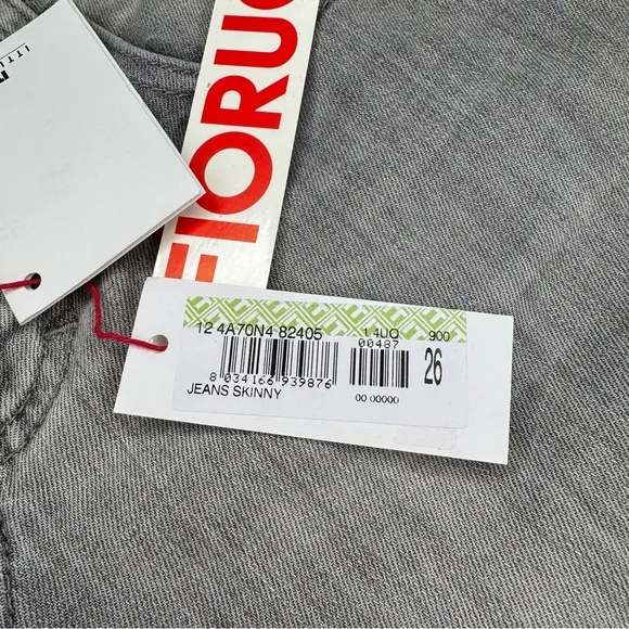 NWT Fiorucci Gray Skinny Jeans Size 26 Made in Tunisia