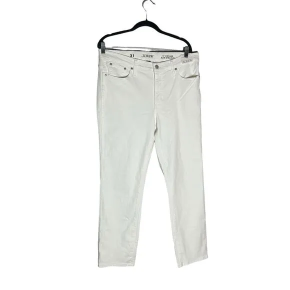 NWT J.Crew White 9” Vintage Slim Straight Denim Jeans Size 31