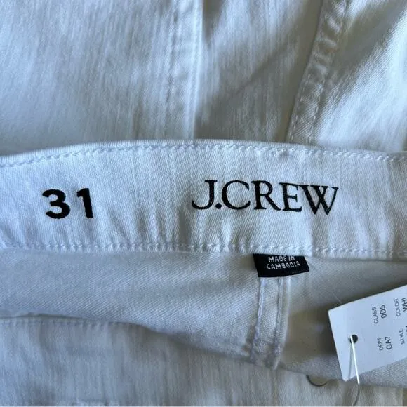 NWT J.Crew White 9” Vintage Slim Straight Denim Jeans Size 31