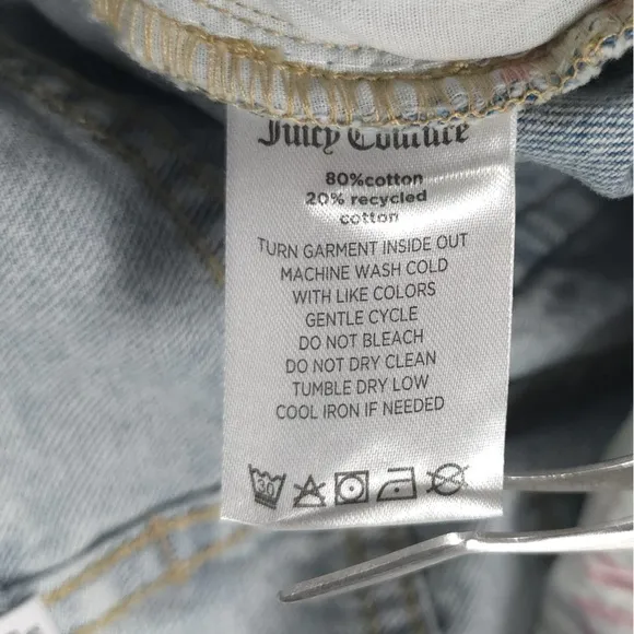 NWT Juicy Couture LUNITA St JC513-WOLGLIGHT WASH Cargo Jeans Frayed Hem Size 24