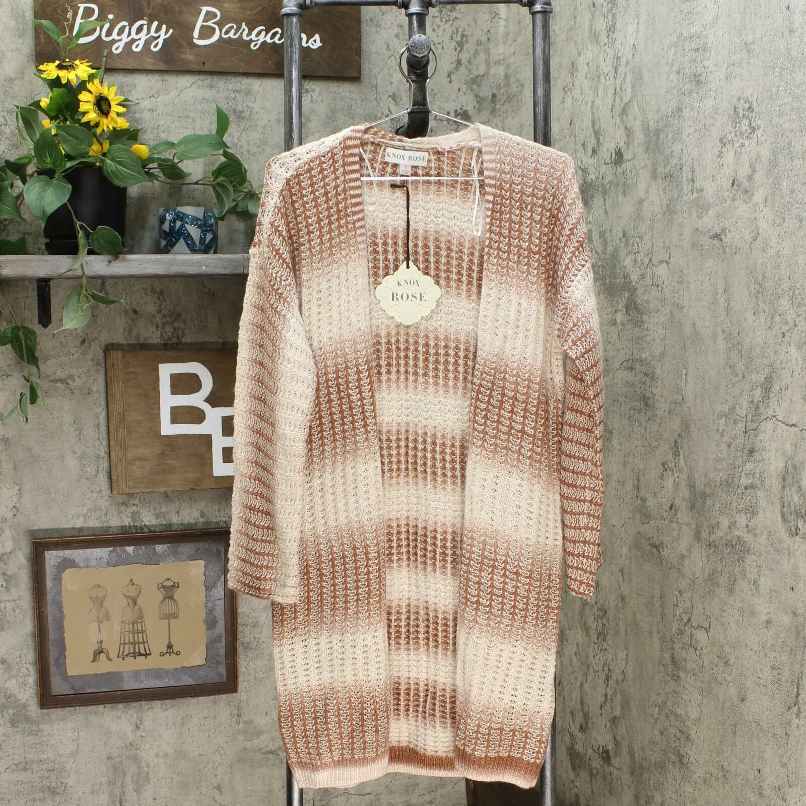 NWT Knox Rose Women's Striped Long Sleeve Cardigan. JRS40816P8 Small