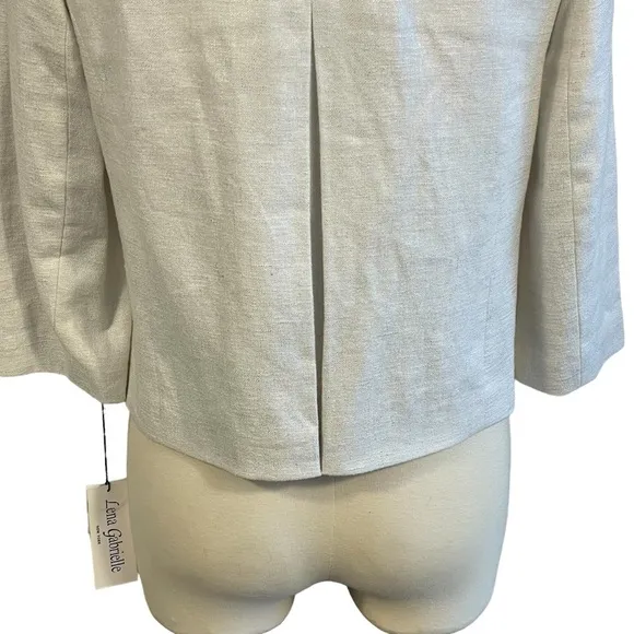 NWT Lena Gabrielle Ivory Silver Metallic Cropped Blazer Jacket Vintage Sz 4