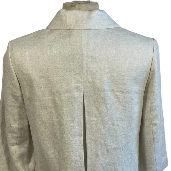 NWT Lena Gabrielle Ivory Silver Metallic Cropped Blazer Jacket Vintage Sz 4