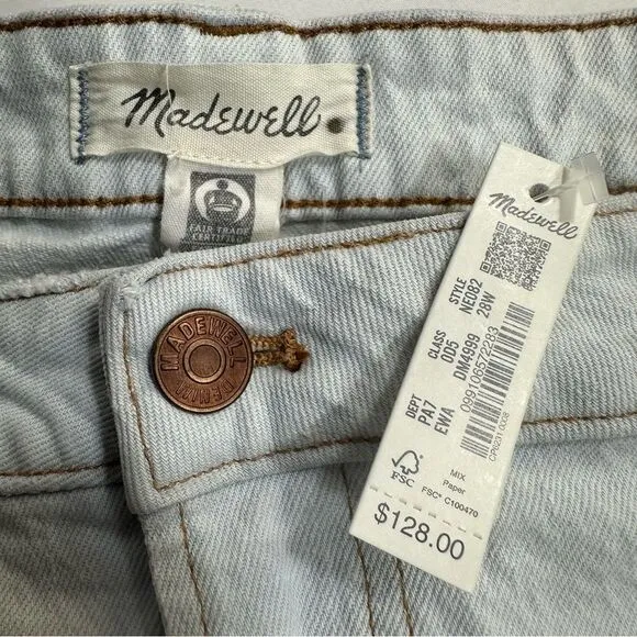 NWT Madewell The Perfect Vintage Wide-Leg Crop Jean Blue Light Wash Womens 28W