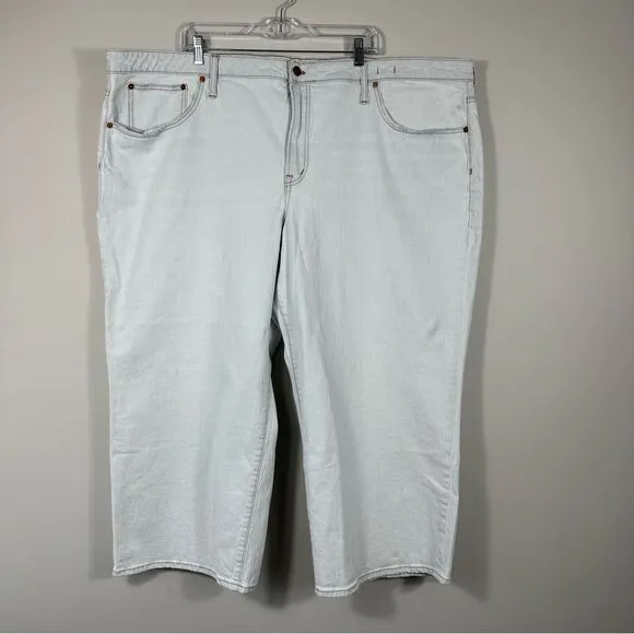 NWT Madewell The Perfect Vintage Wide-Leg Crop Jean Blue Light Wash Womens 28W