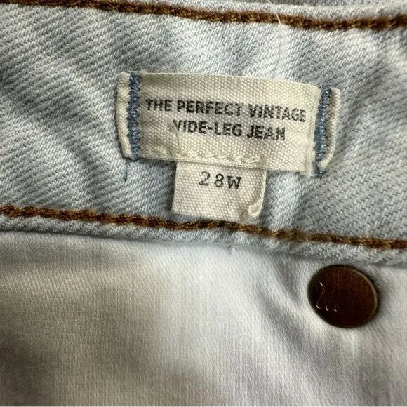 NWT Madewell The Perfect Vintage Wide-Leg Crop Jean Blue Light Wash Womens 28W