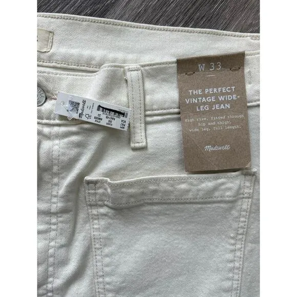 NWT Madewell The Perfect Vintage Wide-Leg Jean In Vintage Canvas Size 33