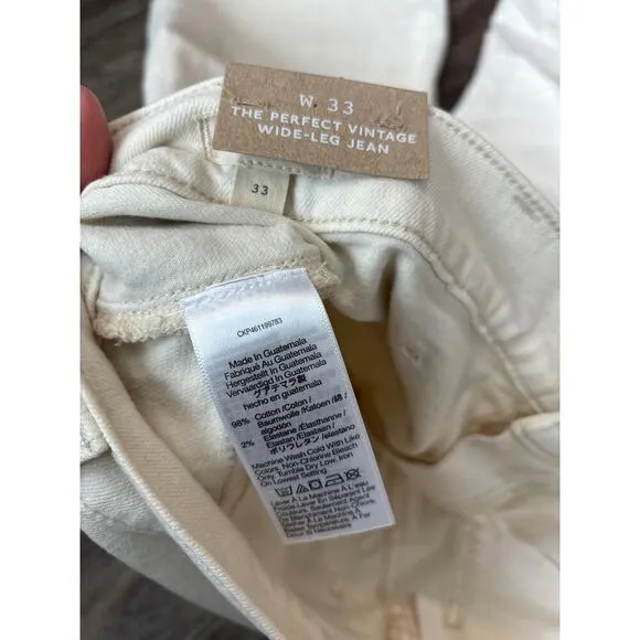 NWT Madewell The Perfect Vintage Wide-Leg Jean In Vintage Canvas Size 33