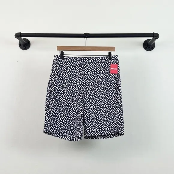 NWT Spanx Sunshine Shorts, 10&quot; Bermuda in Navy Painted Dots
